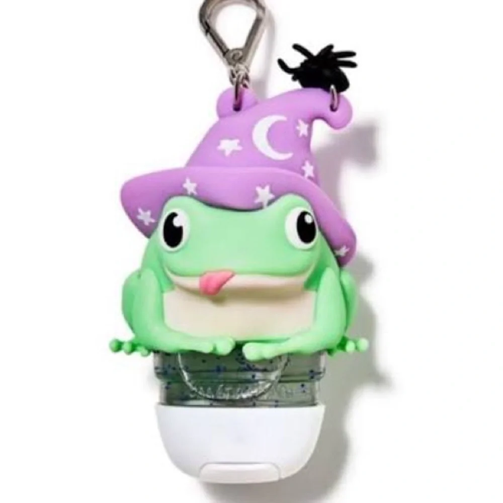 Magical Frog With Purple Witch Hat Sanitizer Holder Green Frog Reptile